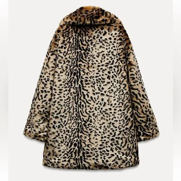 Zara faux fur animal print coat - Picture 6 of 8
